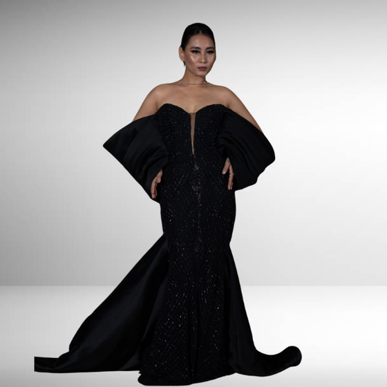 Off The Shoulder Black Mermaid Dress